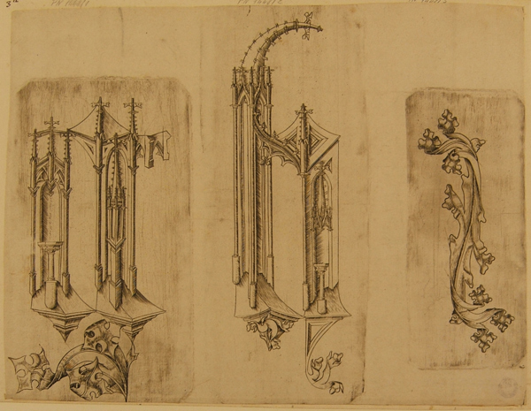 Anonimo tedesco - Alfabeto architettonico, lettere g, h, i